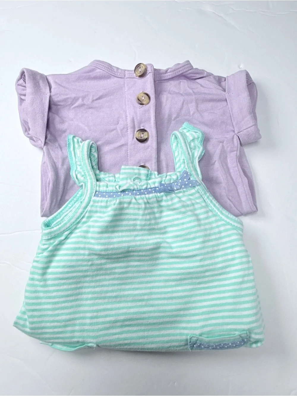 Carter's Lavender Short Sleeve Top & Mint-Striped Tank Set